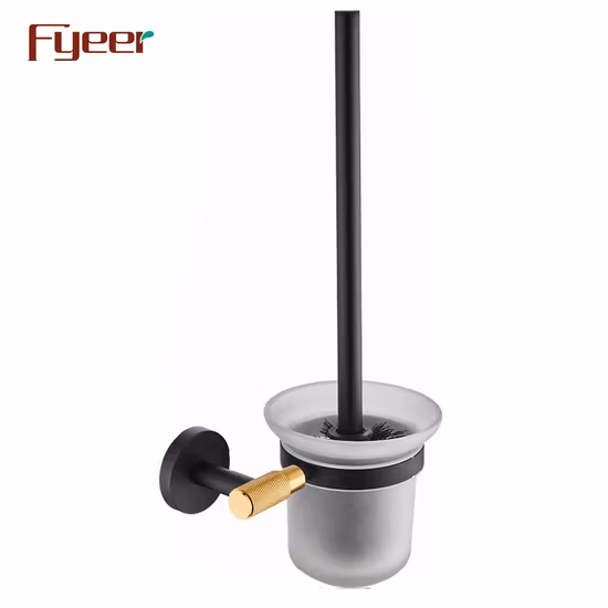 Fyeer Handtuchhalter, Taschentuchhalter, Bademantelhaken, Schwarz und Gold, Badezimmer-Zubehör-Set